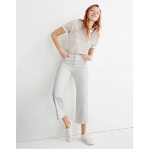 Madewell Petite Slim Wide Leg Crop Jeans in Pure White